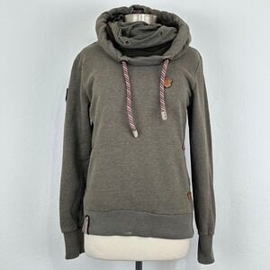 Naketano Womens Preppy Nautical Pullover Hoodie Sz M Rope LONG Funnel Neck